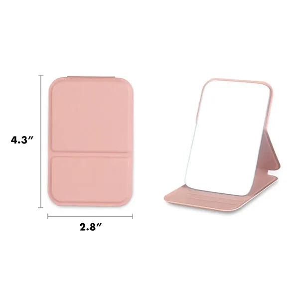 Portable Mini Makeup Mirror Travel PU Leather Collapsible