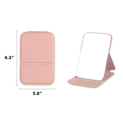 Portable Mini Makeup Mirror Travel PU Leather Collapsible
