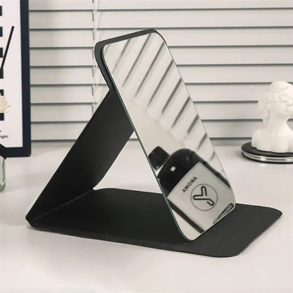 Portable Mini Makeup Mirror Travel PU Leather Collapsible