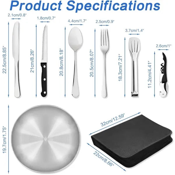 Camping Silverware Picnic Plates and Utensils Set