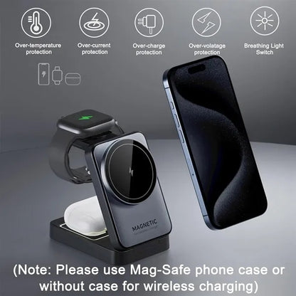 15W Foldable Magnetic 3 in 1 Fast Wireless Charger