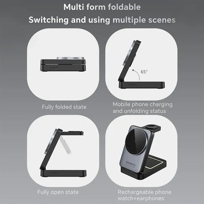 15W Foldable Magnetic 3 in 1 Fast Wireless Charger