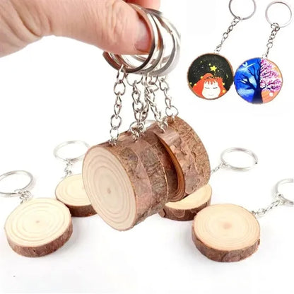 Natural Wood Keyring w/ Rings