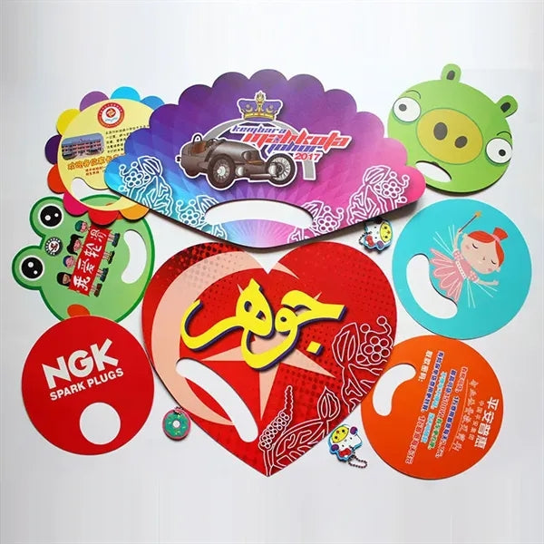 Custom Logo Printed Round Square Pp Plastic Han Fan