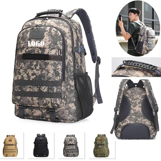 Tactical Camo Backpack With USB Charging Port