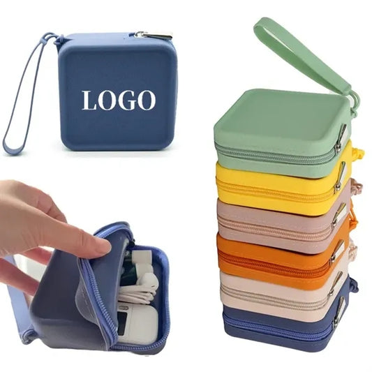 Portable Zipper Design Silicone Coin Square Wallet