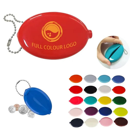 Oval Rubber Coin Purse With Chain