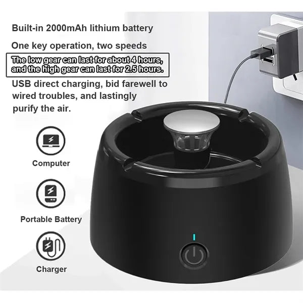 Portable Smart Air Purifier Ashtray For Home Office Car