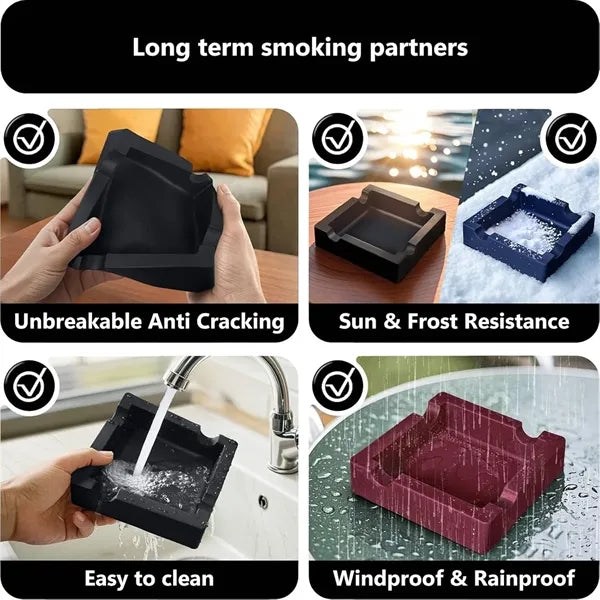 Outdoor Anti-Fall Minimalistic Square Silicone Ashtray