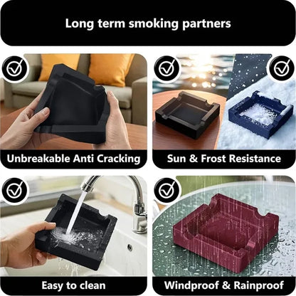 Outdoor Anti-Fall Minimalistic Square Silicone Ashtray