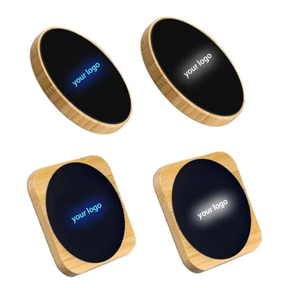 Bamboo Wireless Charger with LED Logo Display