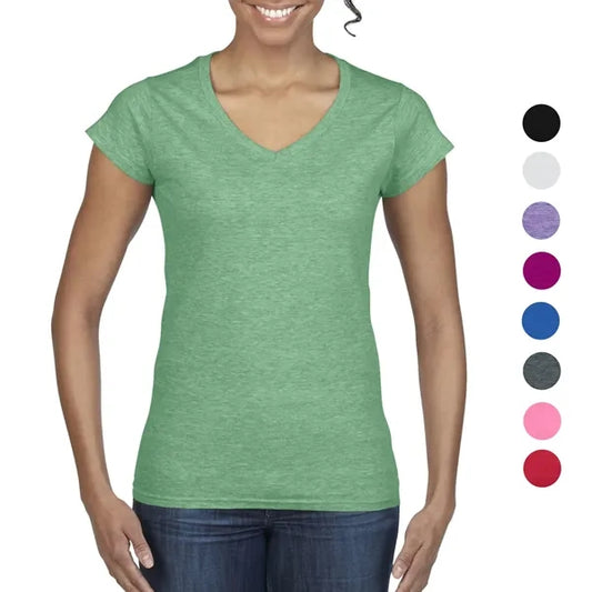 Gildan 100% Cotton Preshrunk Softstyle Ladies V-Neck T-Shirt
