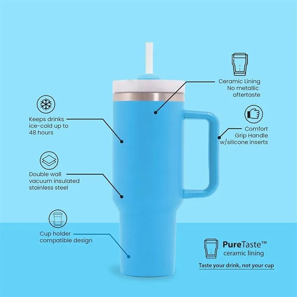 Custom Large Capacity Handle Car Cup With Straw Lid