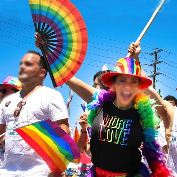 Festival party dancing decorative rainbow large folding fan