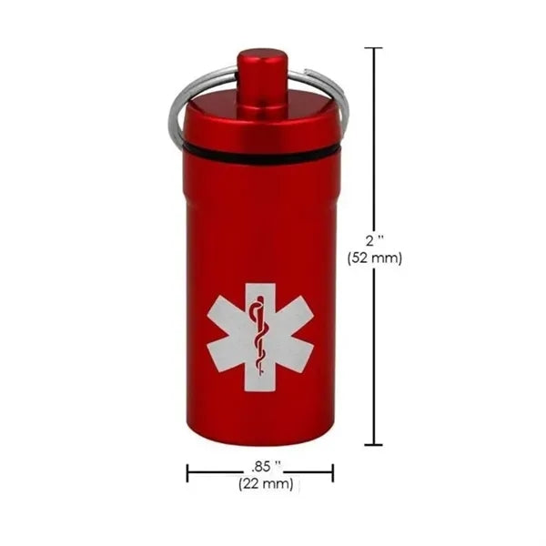 Aluminum Alloy Pill Bottle with Keychain