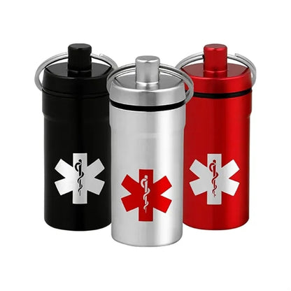 Aluminum Alloy Pill Bottle with Keychain