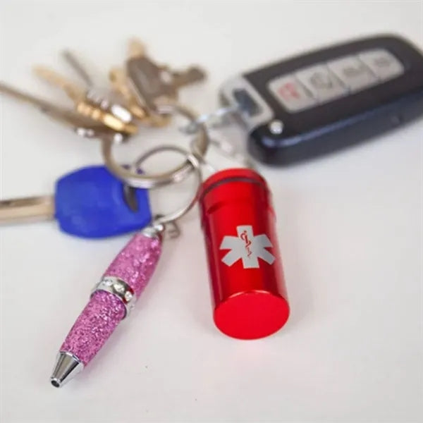 Aluminum Alloy Pill Bottle with Keychain