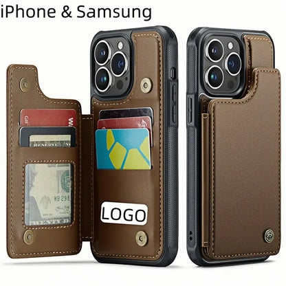 RFID Blocking iPhone Samsung Wallet With Stand