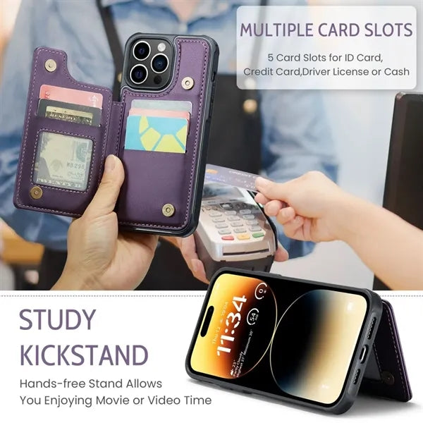 RFID Blocking iPhone Samsung Wallet With Stand