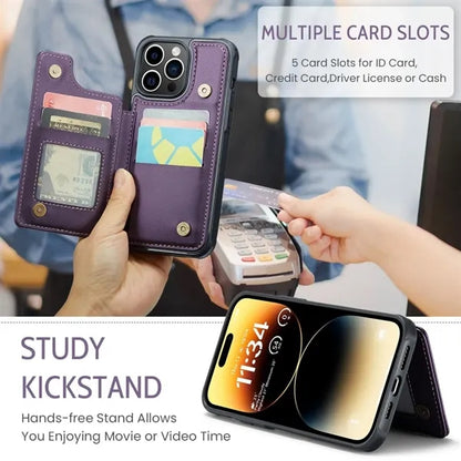 RFID Blocking iPhone Samsung Wallet With Stand