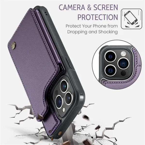 RFID Blocking iPhone Samsung Wallet With Stand