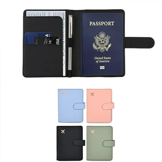 Slim Travel Passport Wallet with Pen Holder