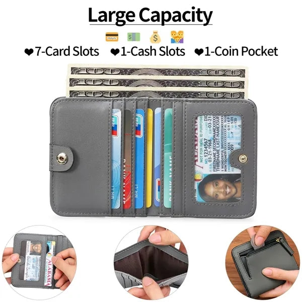 Slim RFID Blocking Leather Wallet for Women Unisex