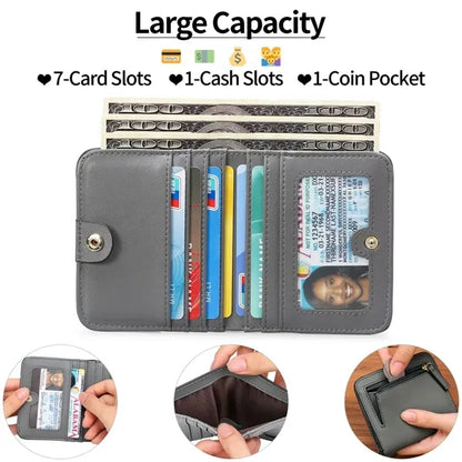 Slim RFID Blocking Leather Wallet for Women Unisex