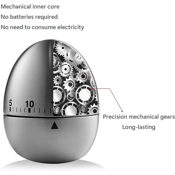 Stainless Steel Mechanical Egg Shape Timer