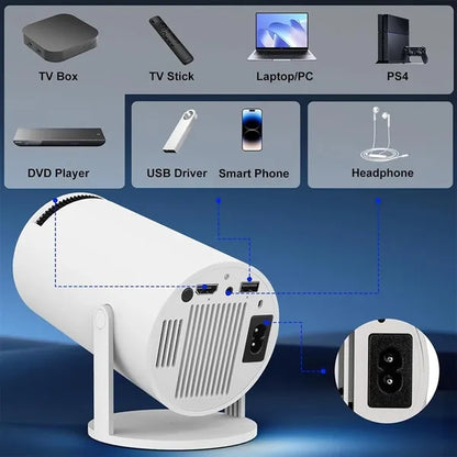 Mini Portable Outdoor HD Rotatable 4K Projector