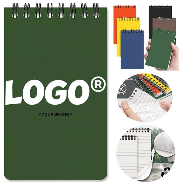 Waterproof Spiral Notebook Custom Logo Pocket Writing Pad