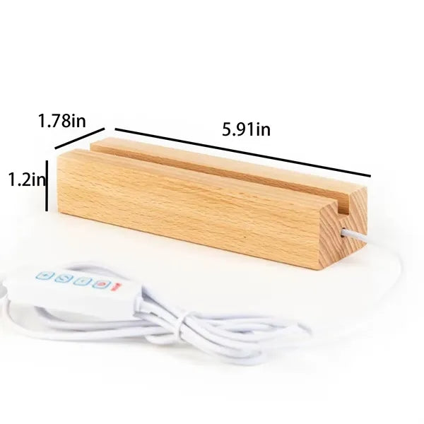 Wooden LED Light Base Night Lamp Acrylic Display Stand
