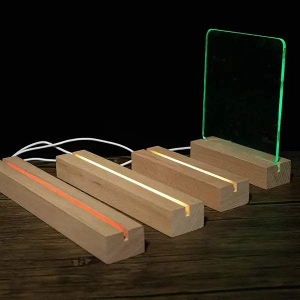 Wooden LED Light Base Night Lamp Acrylic Display Stand