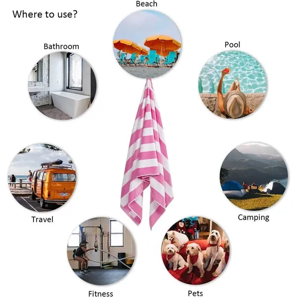 Quick Dry Striped Microfiber Beach Towel