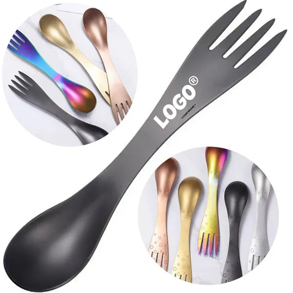 Dual Head Fork Spoon Combo Portable Outdoor Camping Utensil