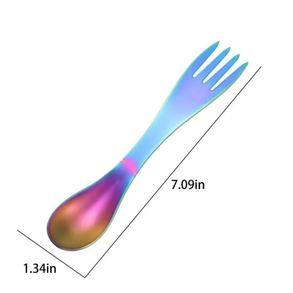Dual Head Fork Spoon Combo Portable Outdoor Camping Utensil