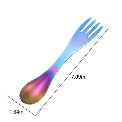 Dual Head Fork Spoon Combo Portable Outdoor Camping Utensil