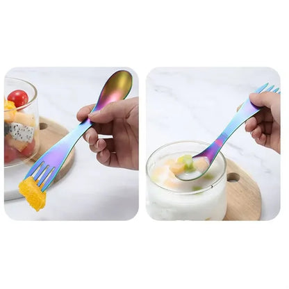 Dual Head Fork Spoon Combo Portable Outdoor Camping Utensil