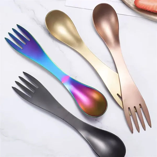 Dual Head Fork Spoon Combo Portable Outdoor Camping Utensil