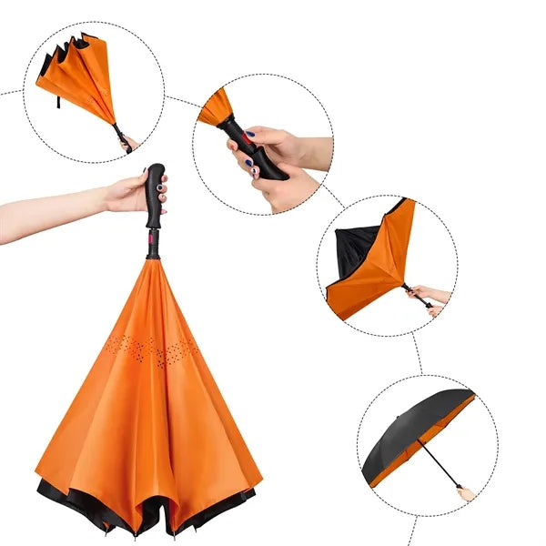 48" Arc Two-Tone Auto Open Reverse Umbrella w/ Full Color
