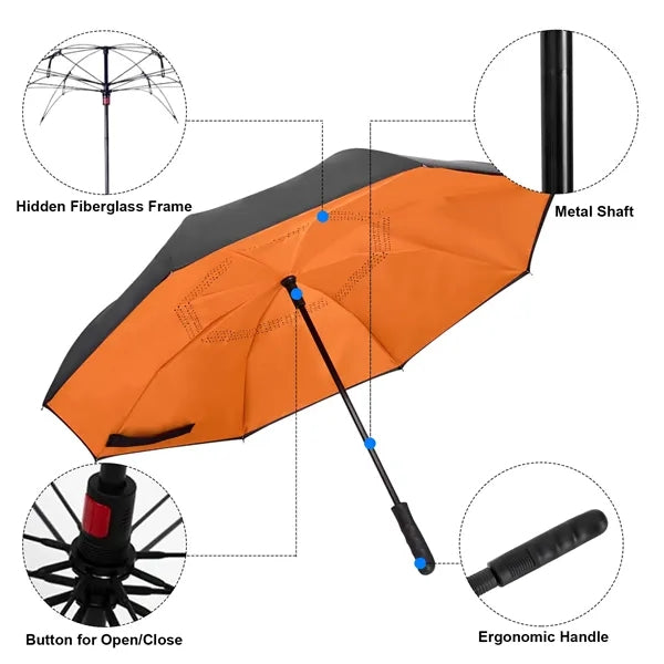 48" Arc Two-Tone Auto Open Reverse Umbrella w/ Full Color