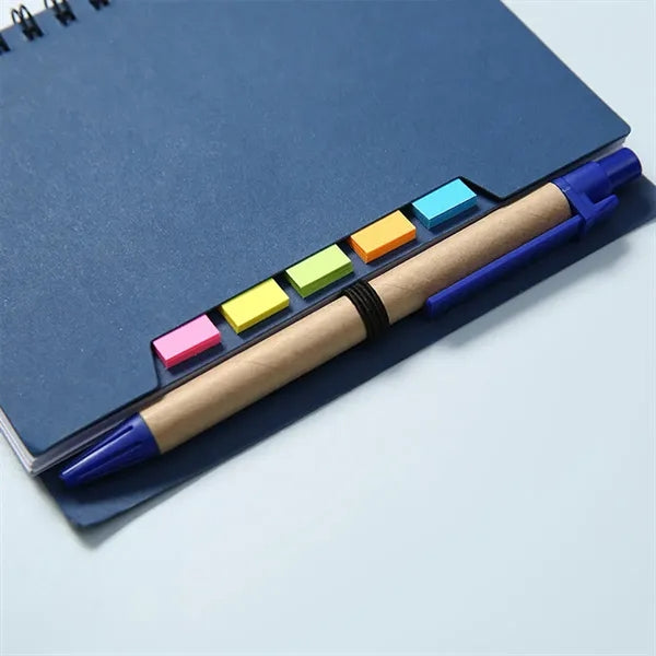 Spiral Notebook with Sticky Notes and Pen