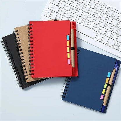 Spiral Notebook with Sticky Notes and Pen