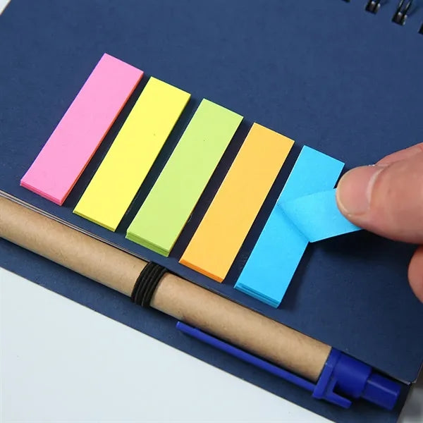 Spiral Notebook with Sticky Notes and Pen