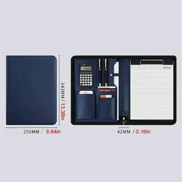 A4 Conference Padfolio Zippered Calculator
