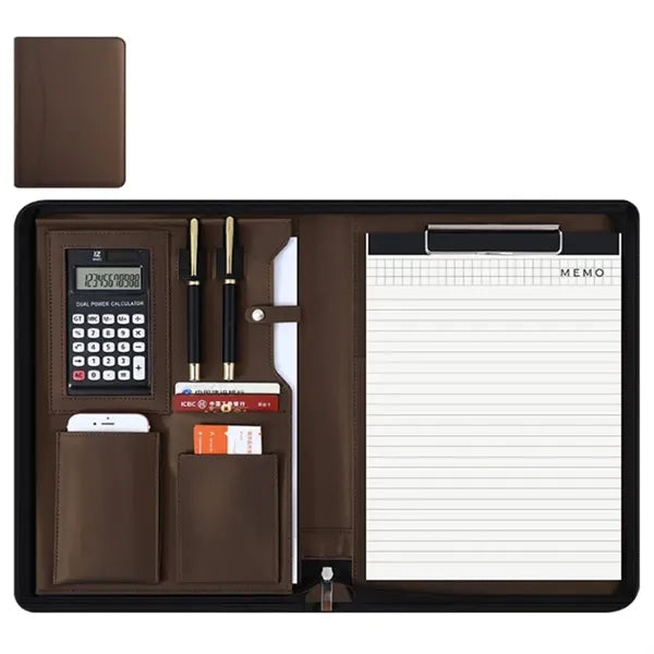 A4 Conference Padfolio Zippered Calculator