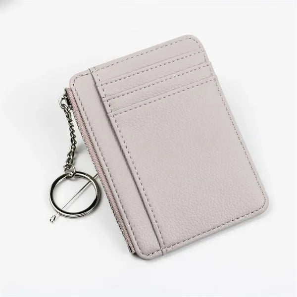 Leather Wallet Card Holder With Zipper
