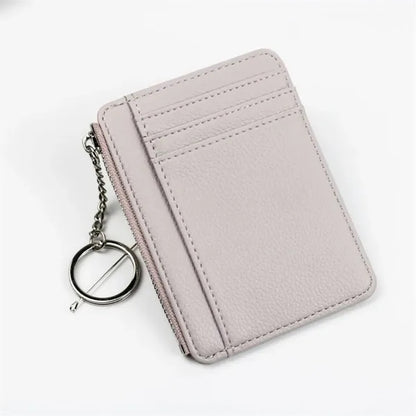 Leather Wallet Card Holder With Zipper