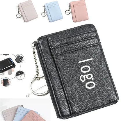 Leather Wallet Card Holder With Zipper