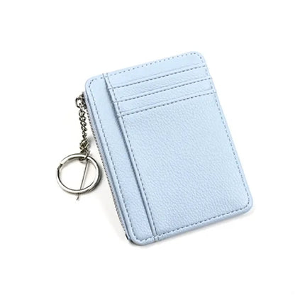 Leather Wallet Card Holder With Zipper